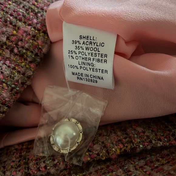 NWT Lovers and Friends Amira Tweed Wool Blend Pink Long Sleeve Mini Dress - Picture 12 of 12